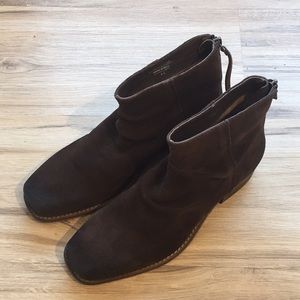 NWT, never worn, brown suede booties.